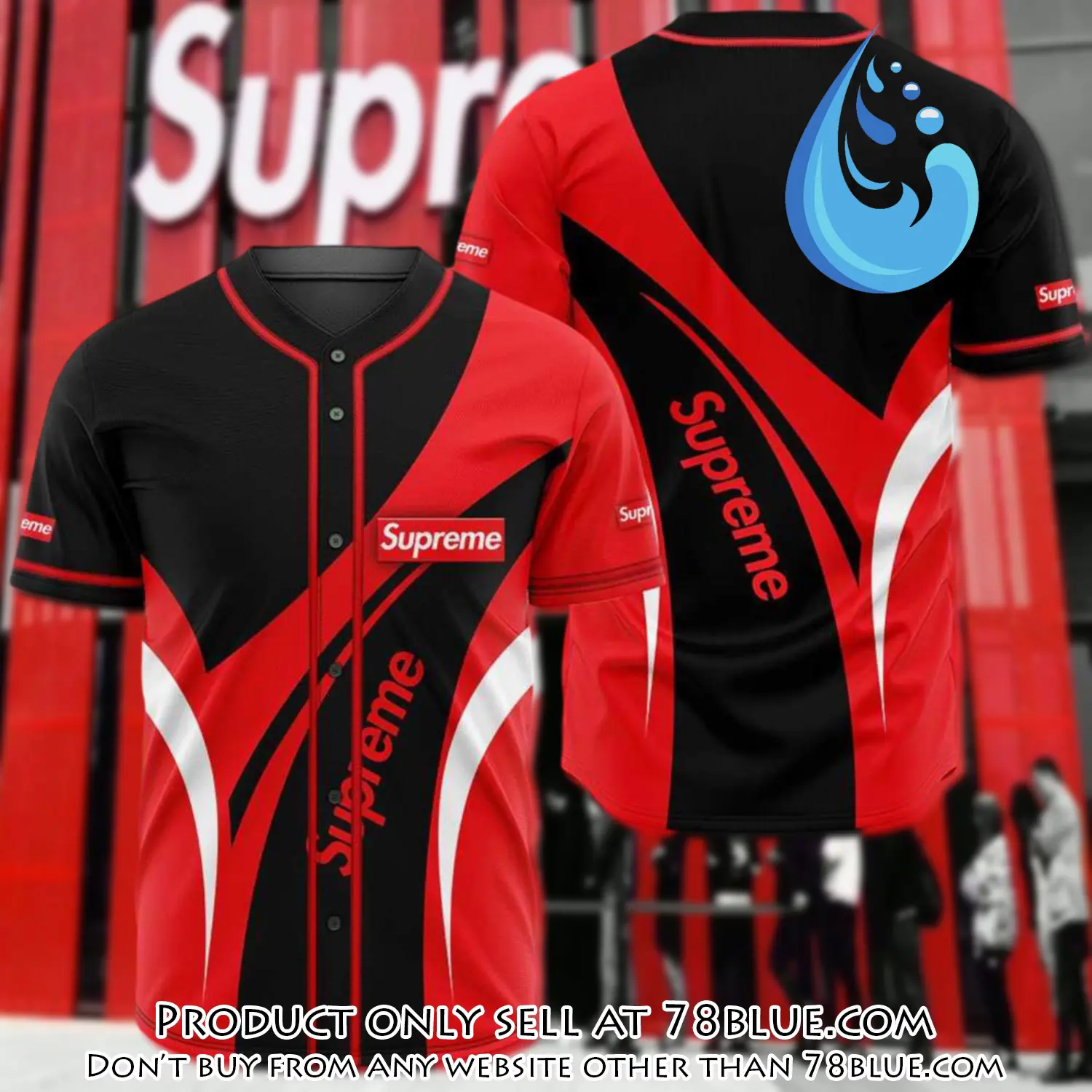 Supreme black red baseball jersey shirt luxury bjs1238 78b5405892